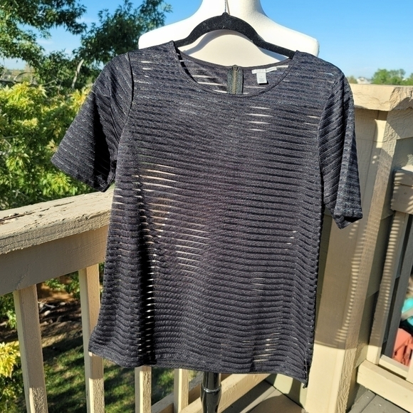HALOGEN SHEER STRIPED SHIRT, SZ SMALL - Picture 2 of 9